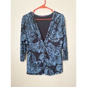 Fresh Produce Paisley Twist Front 3/4 Sleeve Top Fairycore Whimsy Y2K Coquette L